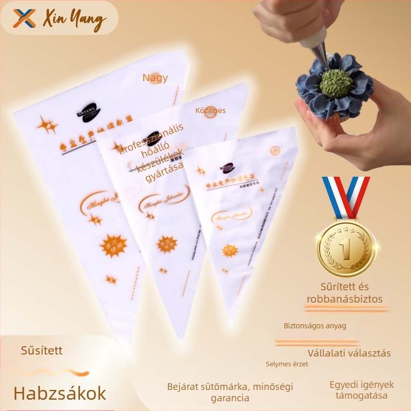 Xinyang díszítő tasakok, élelmiszer-minőségű, egyszer használatos PE-ből, 100 db/csomag, 100 csomag/készlet, torták dekorálására és krém nyomására