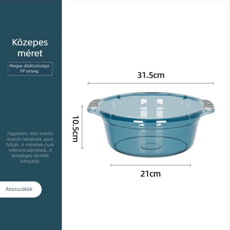 Háztartási műanyag mosóedény, vastagított és tartós, arc- és zöldségmosáshoz (Anyag: Egyéb; Nettó tömeg: 120–150 g; Dobozmennyiség: 60/80 db; Bruttó tömeg: kevesebb, mint 0,5 kg; Piacra kerülés: 2025)