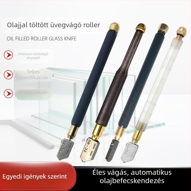 Gyémántgörgős üvegvágó, kétfunkciós vágófej, automatikus olajbefecskendezés, multifunkcionális, kézi üzemmód