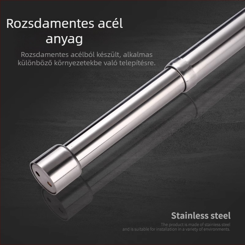 Rozsdamentes acél teleszkópos ruharúd a garderobához — modern minimalista stílus, modellek 51/80/100/120/160/210, polírozott felület