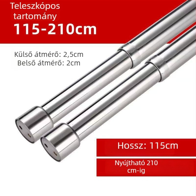 Rozsdamentes acél teleszkópos ruharúd a garderobához — modern minimalista stílus, modellek 51/80/100/120/160/210, polírozott felület