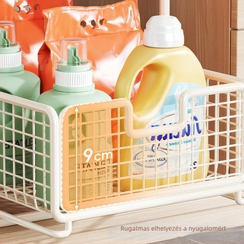 Mosdó alatti kihúzható tároló — minimalistikus 2-szintes fürdőszobai szervező, teherbírás 1 kgig, felület: sütőben sült festék