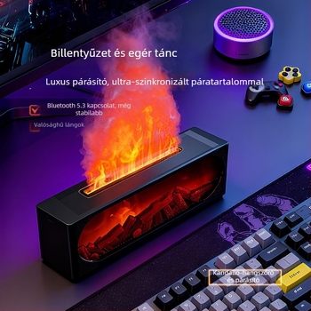 Bluetooth hangszóró párásítóval, aromaterápiás diffúzorral és éjjeli fényével; 2.0 hangsugárzó rendszer, Bluetooth 5.1, 40Hz-20kHz, 6 órás lejátszás, 10 m hatótávolság