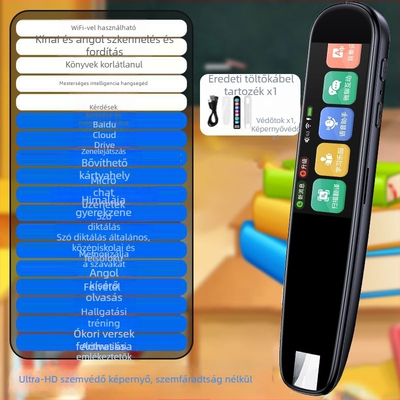 Olvasó toll S4, műanyag tokozás, 5V tápegység, újratölthető lítium akkumulátor