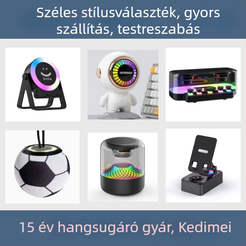 Bluetooth óra-hangszóró asztali – hordozható vezeték nélküli hangzás otthonra és a szabadban, beépített akkumulátor 1200–2000 mAh, USB tápellátás, Bluetooth 5.3, 100 Hz–20 kHz, SNR ≥75 dB, hatótávolság 10 m