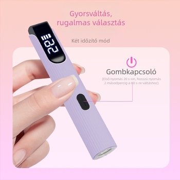 Körömdíszítő lámpa, kézhez tartható, hordozható, tölthető, modell J10 One-Word Light, kijelzővel