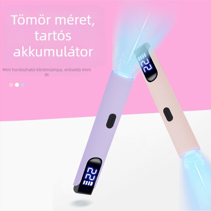 Körömdíszítő lámpa, kézhez tartható, hordozható, tölthető, modell J10 One-Word Light, kijelzővel