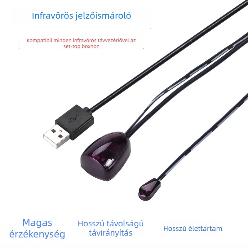 IR vevő kiterjesztő kábel Set-Top Boxhoz USB IR vevővel, IR transzponder modell, távoli infravörös sáv