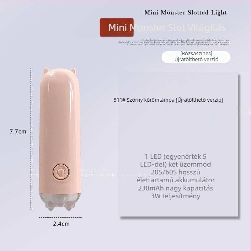 Yixijia 510# kézben tartható mini körömlámpa – gyors száradás, kettős tápegység (plug-in / újratölthető akkumulátor), Guangzhou
