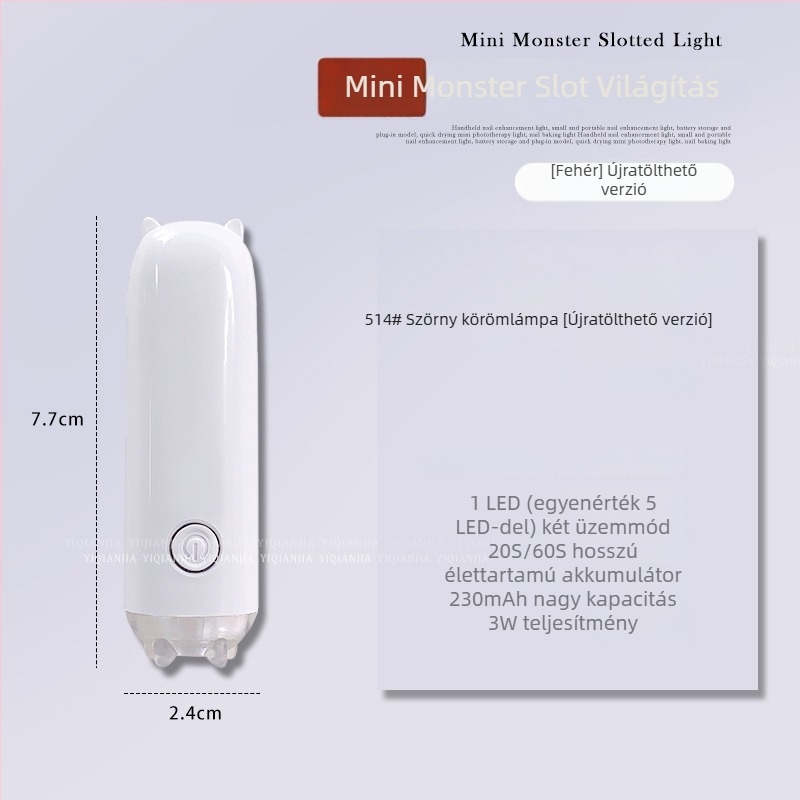 Yixijia 510# kézben tartható mini körömlámpa – gyors száradás, kettős tápegység (plug-in / újratölthető akkumulátor), Guangzhou