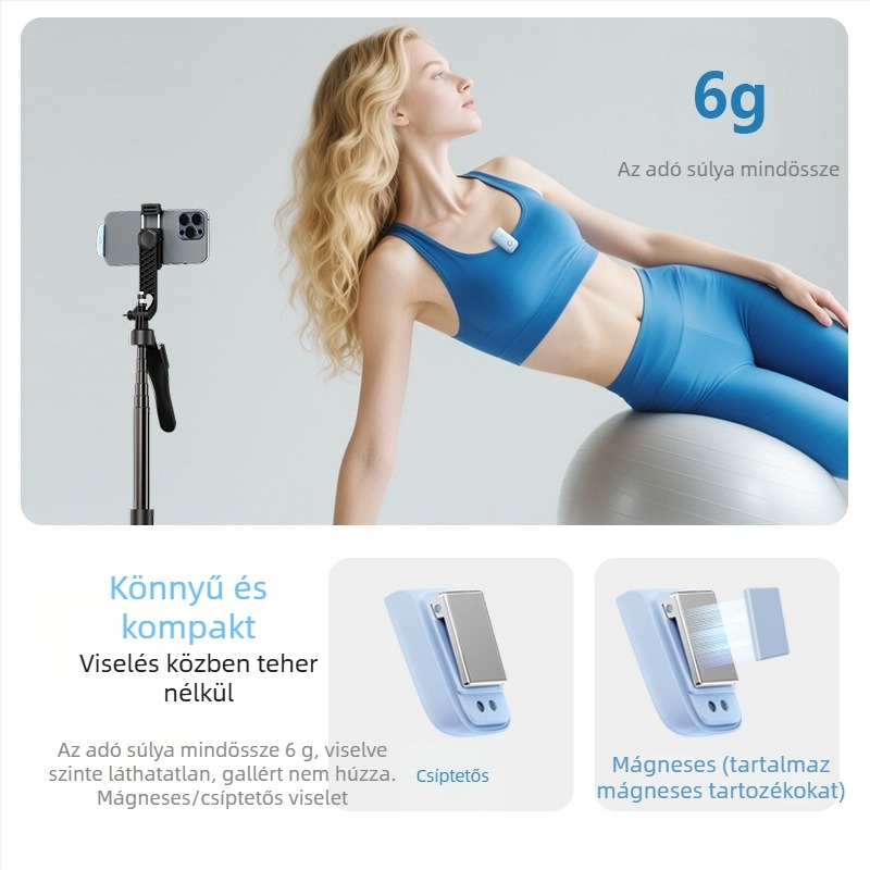 Selfiecom M8 Mini Vezeték Nélküli Lavalier Mikrofon Két Vevővel és Töltőtokkal, Intelligens Zajcsökkentés Élő Közvetítéshez