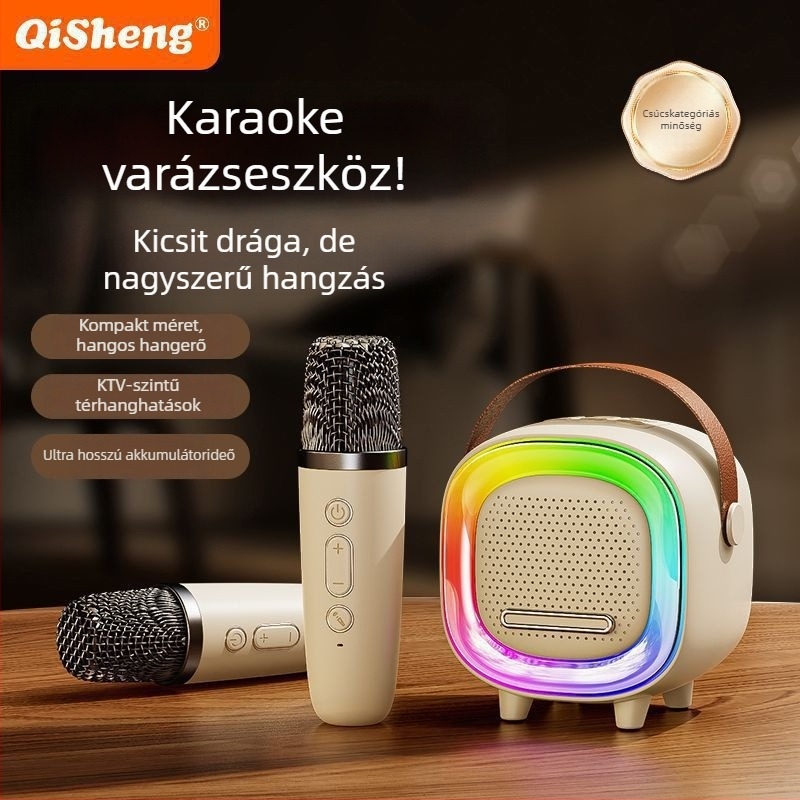 Karaoke Bluetooth hangsugó beépített mikrofonnal — 5W, Bluetooth 5.0, beépített akkumulátor 1200–2000mAh, IPX4 vízálló, 10 m hatótávolság