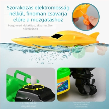 Műanyag vízi játék — wind-up mechanizmusú gyorshajó, jacht és vitorláshajó gyerekeknek (4–6 évesek)