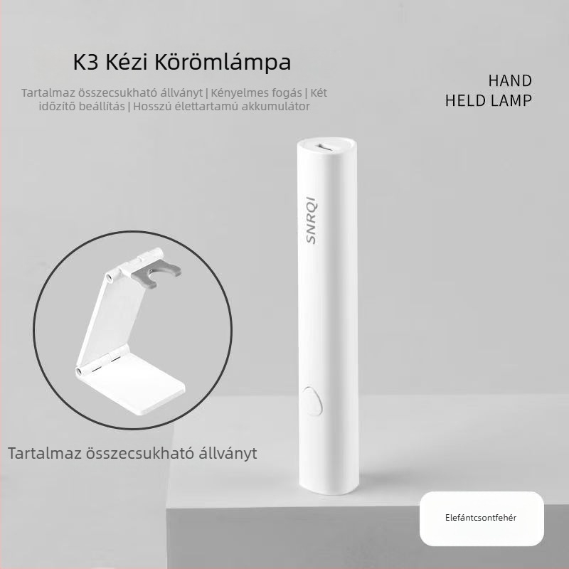 SNRQI Kézi Körömlámpa Állvánnyal, K3 Modell, Újratölthető, Gyorsan Száradó Fototerápiás Lámpa Zselés Körmök Számára