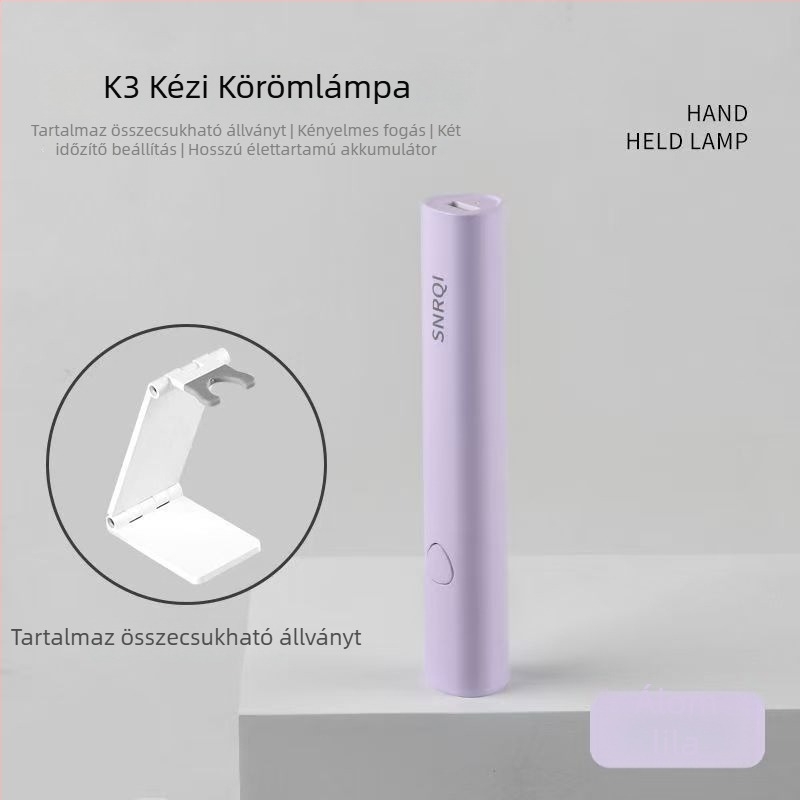 SNRQI Kézi Körömlámpa Állvánnyal, K3 Modell, Újratölthető, Gyorsan Száradó Fototerápiás Lámpa Zselés Körmök Számára