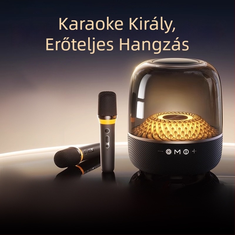 Otthoni karaoke rendszer Bluetooth 5.0-val és beépített vezeték nélküli mikrofonnal, beépített akkumulátor 6000mAh, teljesítmény 130W, frekvenciasáv 100 Hz–20 kHz, SNR ≥70 dB