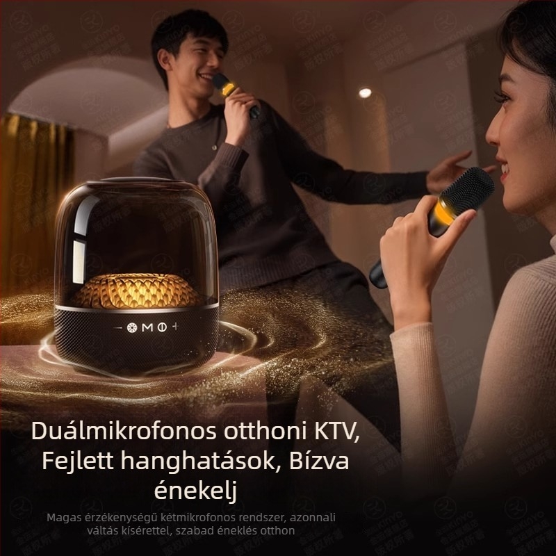 Otthoni karaoke rendszer Bluetooth 5.0-val és beépített vezeték nélküli mikrofonnal, beépített akkumulátor 6000mAh, teljesítmény 130W, frekvenciasáv 100 Hz–20 kHz, SNR ≥70 dB