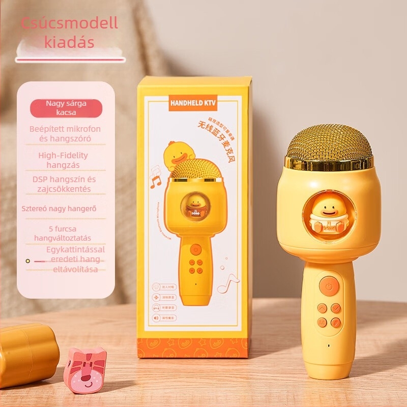 Gyerekeknek szóló karaoké mikrofon MKF-1, Bluetooth 2.0, beépített akkumulátor 2000–4000 mAh, üzemidő 6–8 óra, névleges teljesítmény 220