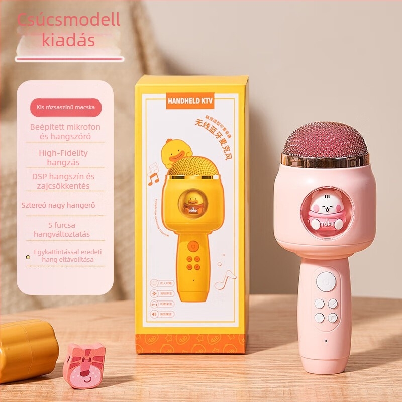 Gyerekeknek szóló karaoké mikrofon MKF-1, Bluetooth 2.0, beépített akkumulátor 2000–4000 mAh, üzemidő 6–8 óra, névleges teljesítmény 220