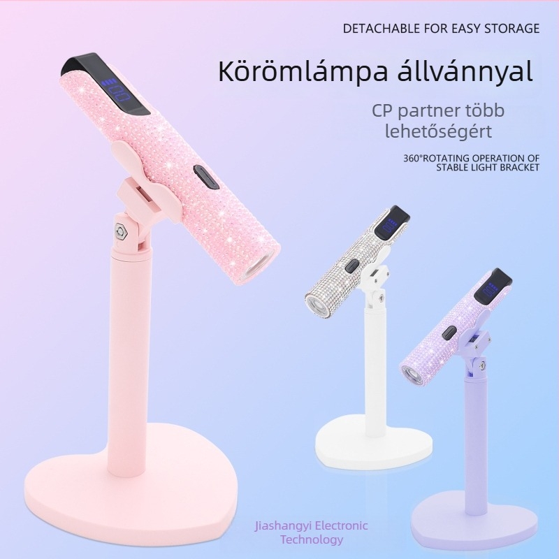OSANUV J10 mini kézi körömlámpa állvánnyal, 360°-os forgás, újratölthető, díszített gyémántos strasszokkal, Guangzhou eredet