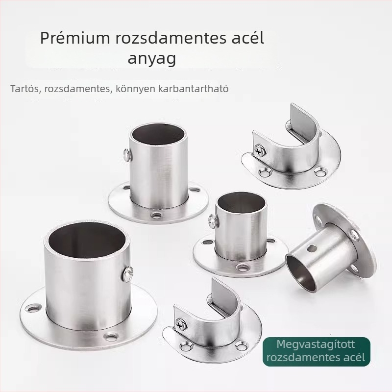 Rozsdamentes acélból készült gardrób rúd konzol kör csővel és rögzített alappal, öntéssel készült, modern minimalista stílus, Model 02
