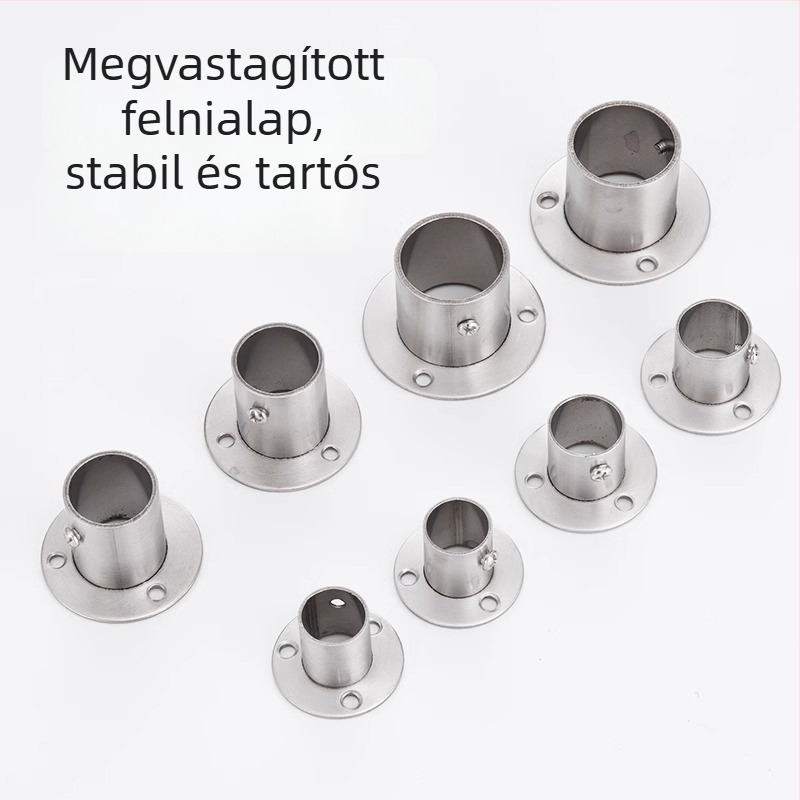 Rozsdamentes acélból készült gardrób rúd konzol kör csővel és rögzített alappal, öntéssel készült, modern minimalista stílus, Model 02