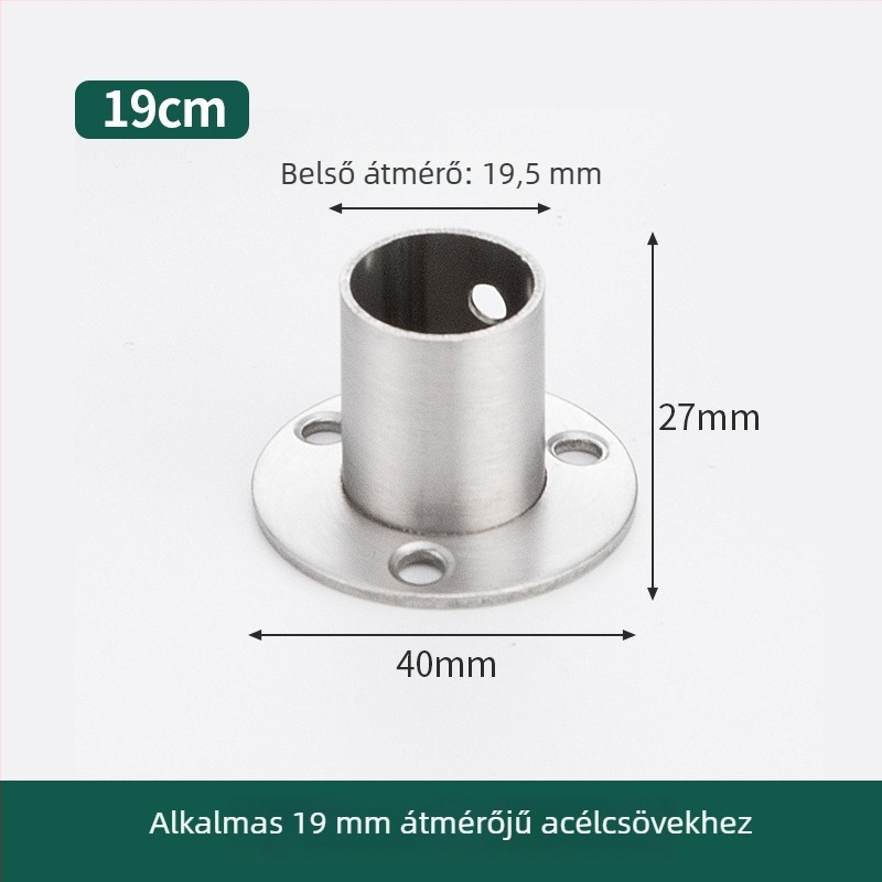 Rozsdamentes acélból készült gardrób rúd konzol kör csővel és rögzített alappal, öntéssel készült, modern minimalista stílus, Model 02