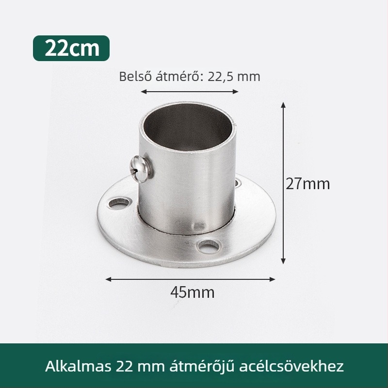 Rozsdamentes acélból készült gardrób rúd konzol kör csővel és rögzített alappal, öntéssel készült, modern minimalista stílus, Model 02