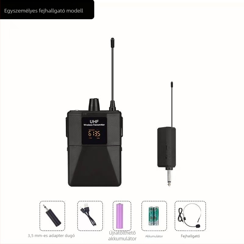 Vezeték nélküli lavalier mikrofon fejre rögzíthető, 2 csatornás rendszer, frekvenciasáv 100 Hz–20 kHz, SNR ≥100 dB