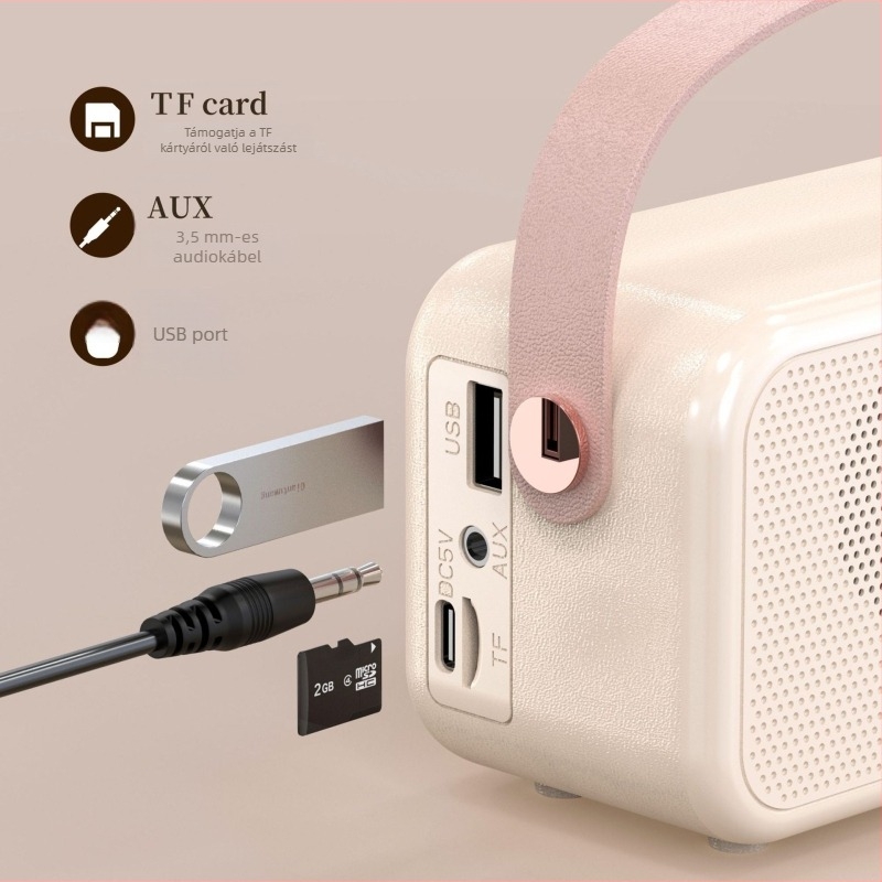 Hordozható Bluetooth ébresztőóra hangszóró, retro asztali dizájn