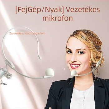 Vezeték nélküli konferenciás fejhallgató-mikrofon fülcsipesz, fejre rögzíthető kialakítás, frekvenciatartomány 30 Hz–15 kHz, SNR ≥70 dB