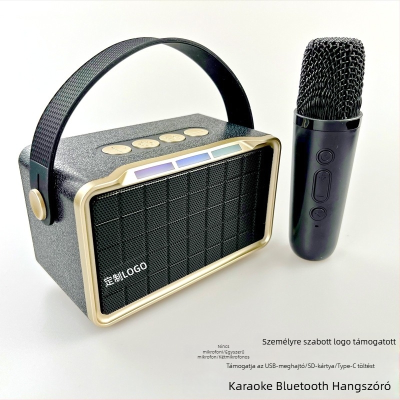 Karaoke Bluetooth hangszóró beépített mikrofonnal, 5W, Bluetooth 5.3, 100Hz-20kHz, SNR ≥75dB, 10 m hatótávolság