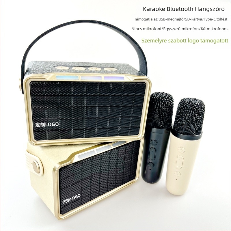 Karaoke Bluetooth hangszóró beépített mikrofonnal, 5W, Bluetooth 5.3, 100Hz-20kHz, SNR ≥75dB, 10 m hatótávolság