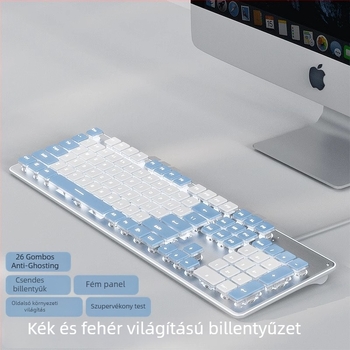 Csendes billentyűzet és egér szett, USB-kábeles, optikai 1600 DPI, háttérvilágítás, ergonómikus, otthon/iroda/játékokra