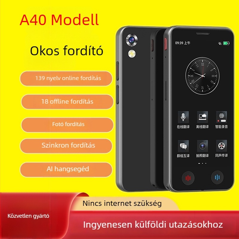 Common Language M80pro Fordító — AI valós idejű fordítás, Android-alapú, Bluetooth, 10 m hatótávolság, érintéses + gombos kezelés