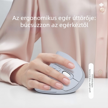 Függőleges vezeték nélküli egér Bluetooth + 2.4G kettős mód, csendes, 5600 DPI, 6 gomb, újratölthető