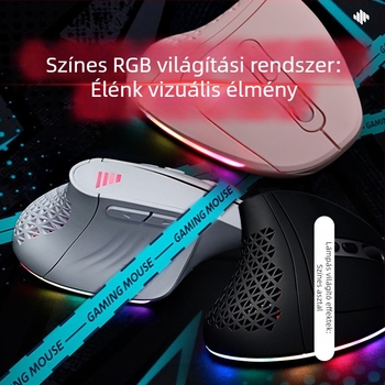 Függőleges vezeték nélküli egér Bluetooth + 2.4G kettős mód, csendes, 5600 DPI, 6 gomb, újratölthető
