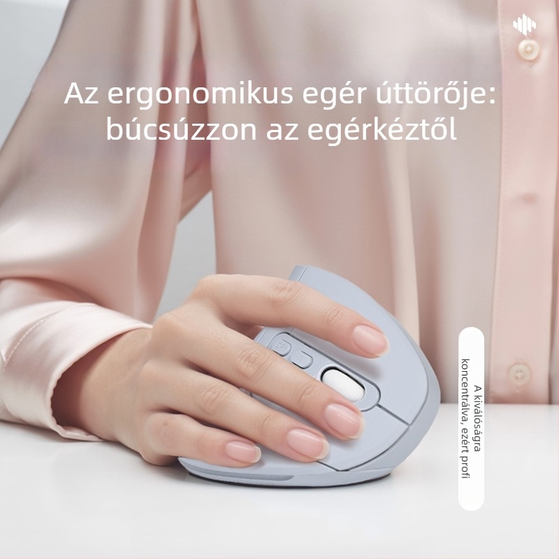 Függőleges vezeték nélküli egér Bluetooth + 2.4G kettős mód, csendes, 5600 DPI, 6 gomb, újratölthető