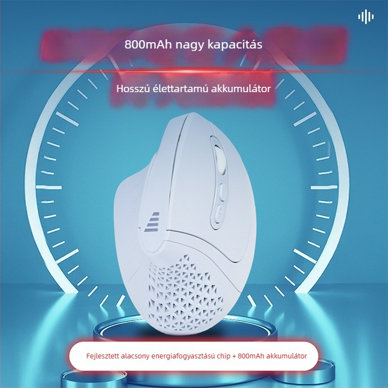 Függőleges vezeték nélküli egér Bluetooth + 2.4G kettős mód, csendes, 5600 DPI, 6 gomb, újratölthető