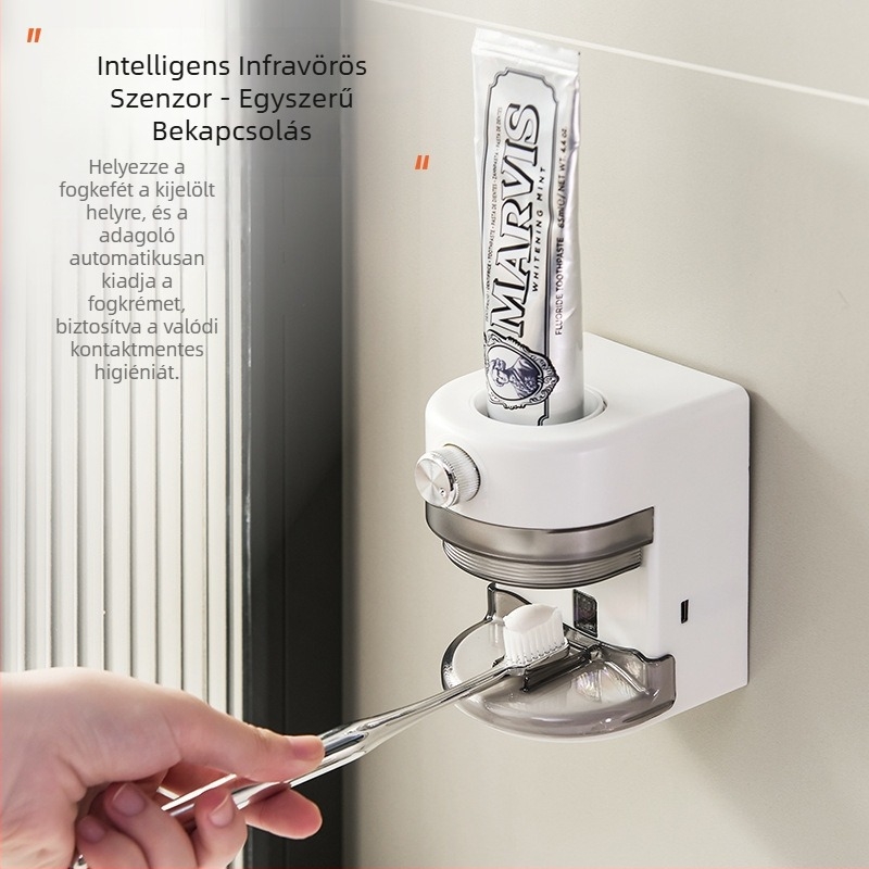 Fogkrém adagoló, falra szerelhető, lyukasztás nélküli, automatikus érzékelő; márka Daily shopping supply chain; behozatalt: nem; licencelhető magánmárkák: igen; általános használatra