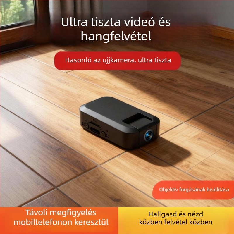 Mini Wi‑Fi kamera otthoni megfigyeléshez, 1080P, széles látószögű lencse, TF-kártya támogatás, éjszakai látás, mozgásérzlelés értesítésekkel