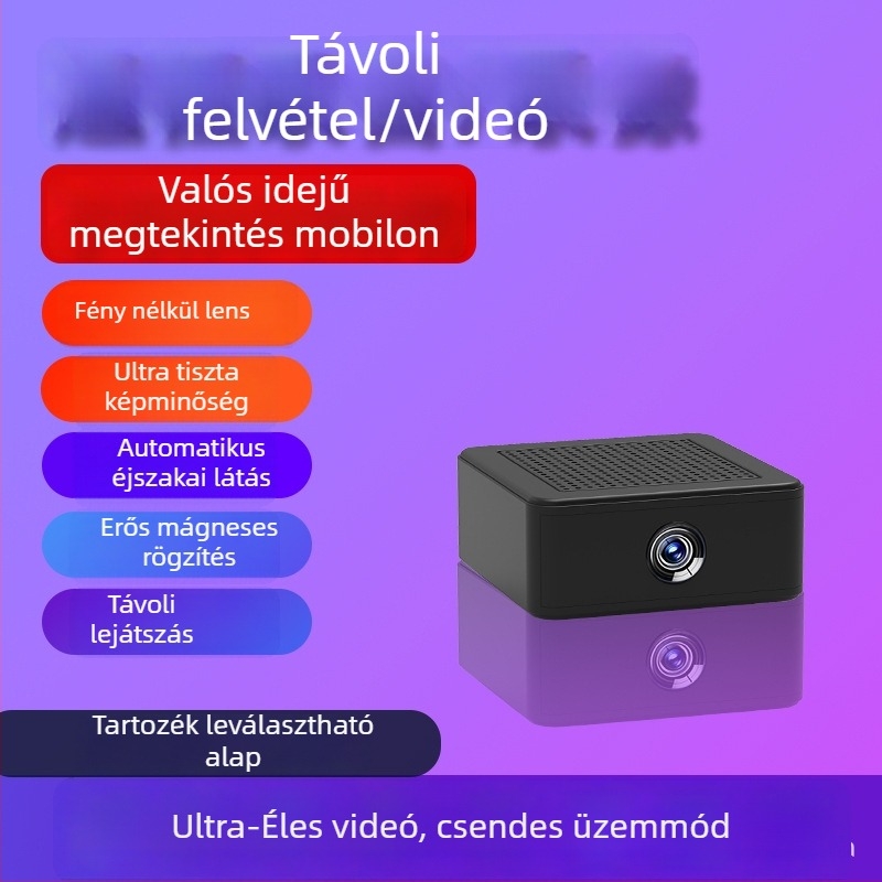 Mini Wi‑Fi kamera otthoni megfigyeléshez, 1080P, széles látószögű lencse, TF-kártya támogatás, éjszakai látás, mozgásérzlelés értesítésekkel