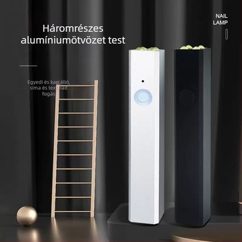 Kézben tartható UV lámpa manikűrhöz, újratölthető, gél-lakk szárítására, fém kivitel