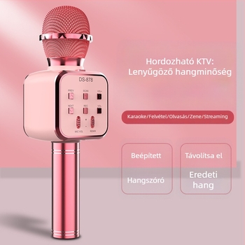 Vezeték nélküli Bluetooth-mikrofon beépített hangszóróval és hangváltoztatóval otthoni karaokehoz (Bluetooth 5.0, beépített akkumulátor 1200-2000mAh, frekvencia-válasz 60Hz-15kHz, SNR ≥60dB, névleges teljesítmény 5W)