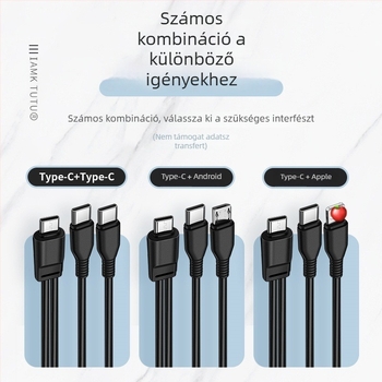 Digital Fox Type-C töltőkábel két kimenettel, 1–2, 2 az 1-ben