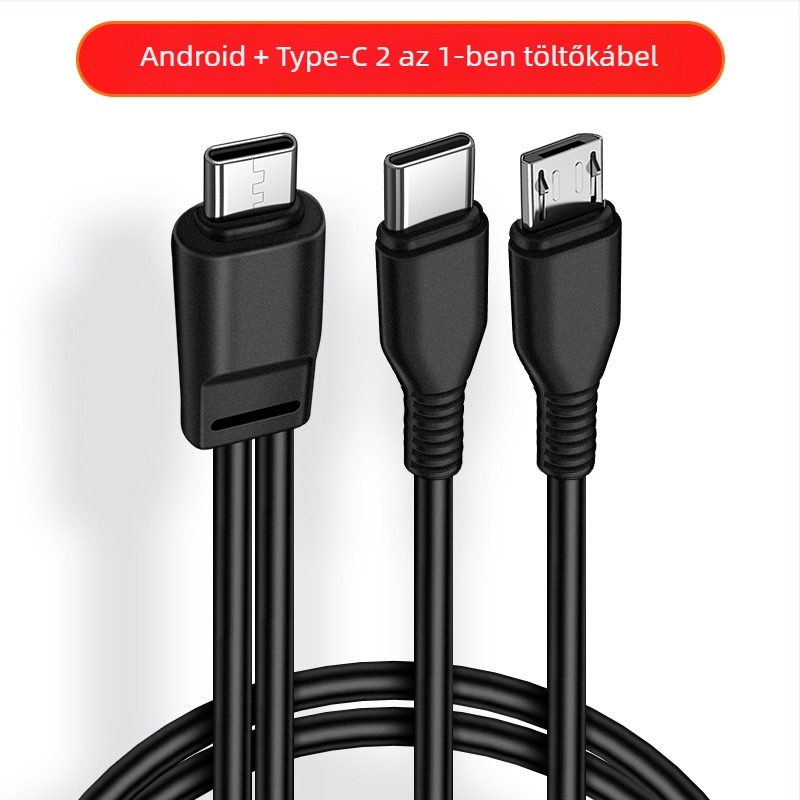 Digital Fox Type-C töltőkábel két kimenettel, 1–2, 2 az 1-ben