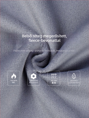 Férfi modal termoing, fleece-béléssel, vasalásmentes, hosszú ujjú, egyszínű