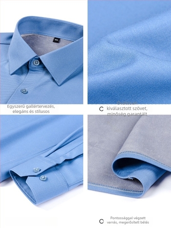Férfi modal termoing, fleece-béléssel, vasalásmentes, hosszú ujjú, egyszínű