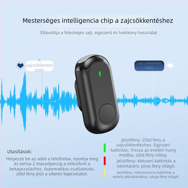 Vezeték nélküli lavalier mikrofon Q6 - 6 csatorna, frekvenciasáv 100 Hz–20 kHz, SNR ≥100 dB, beépített akkumulátor 3–6 óra