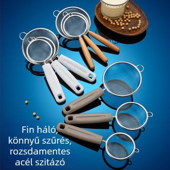 304 rozsdamentes acél hálós szűrőkanál fa nyéllel